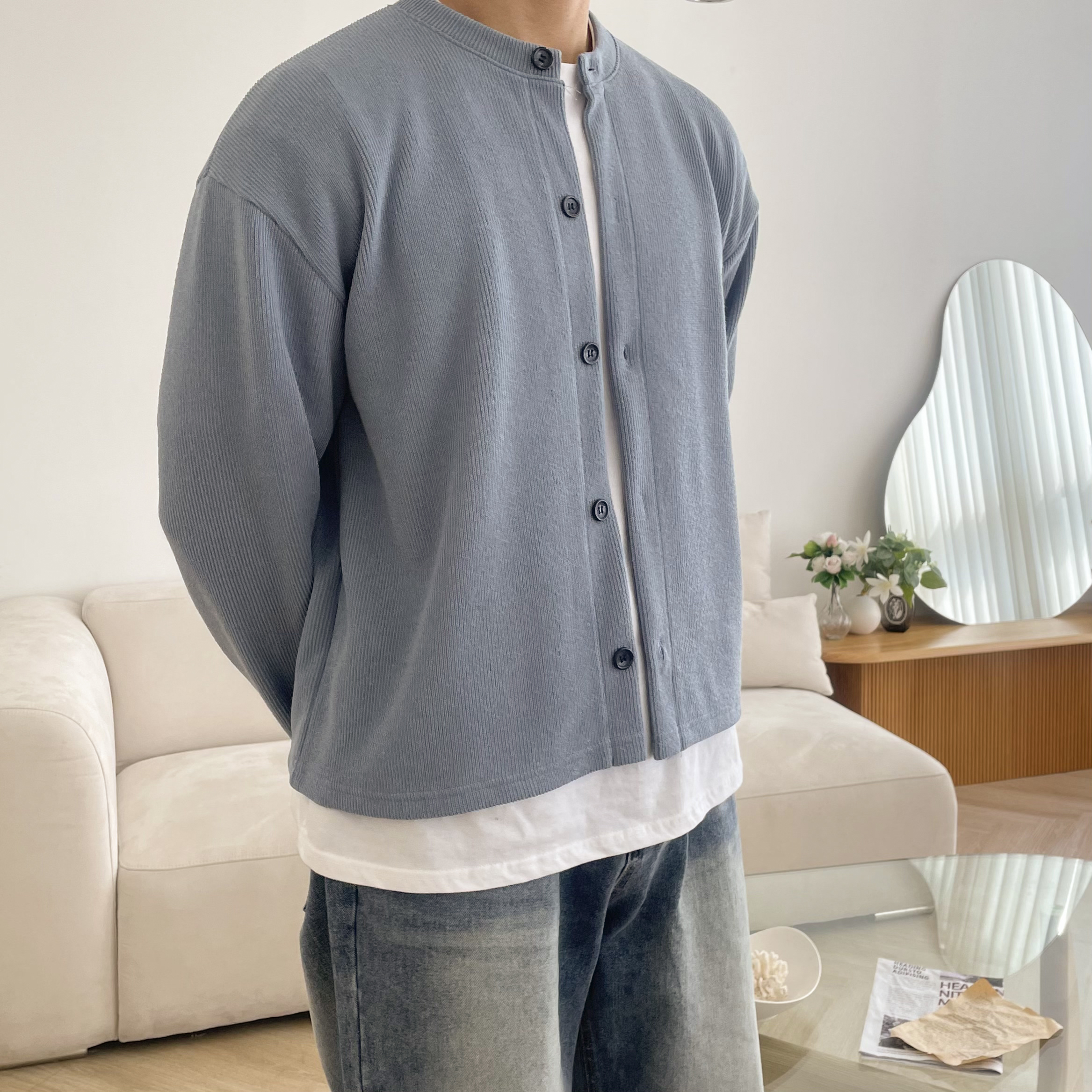 남자라운드가디건 남자크롭가디건 - 상세 이미지 4