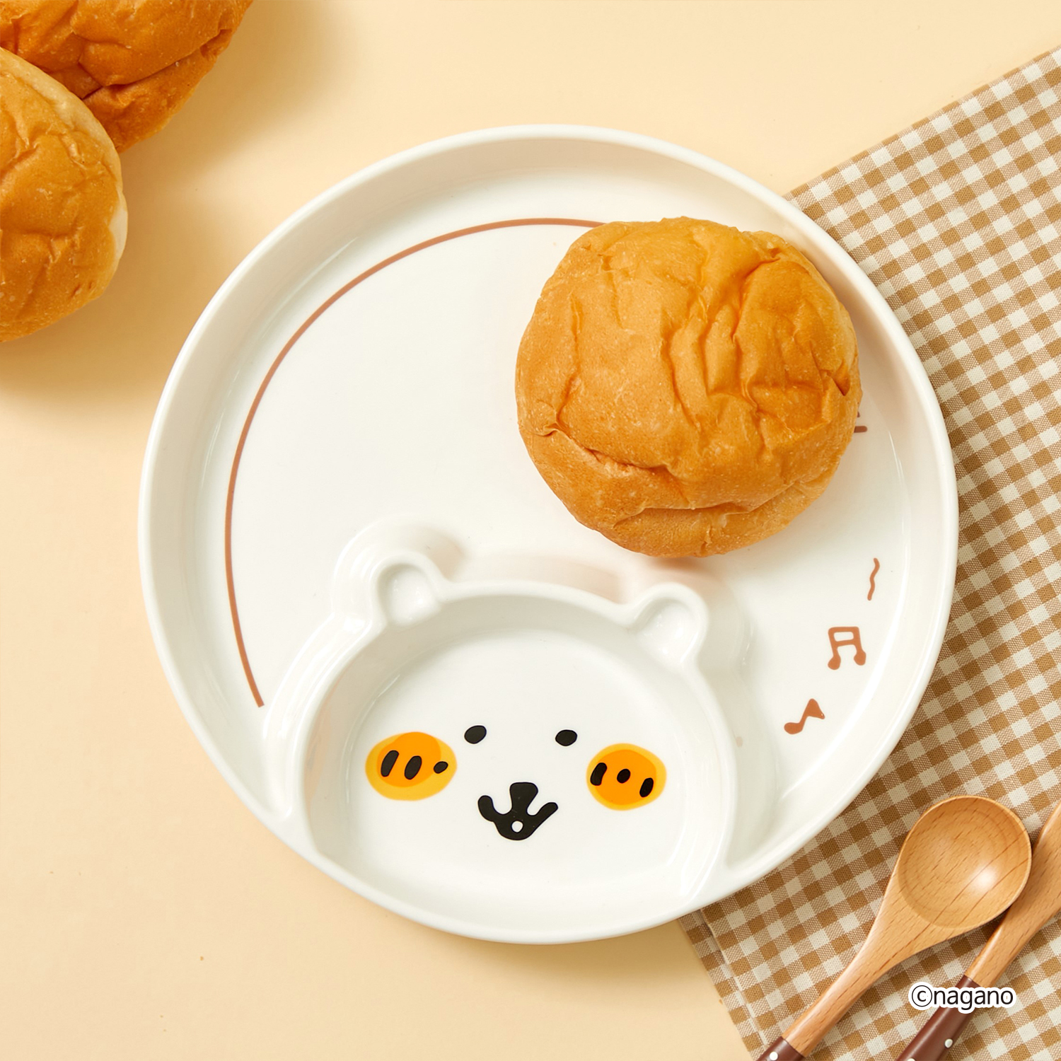 담곰이 만두 나눔 접시 농담곰 교자 그릇 원형 식기 캐릭터 나가노 굿즈 - 상세 이미지 3
