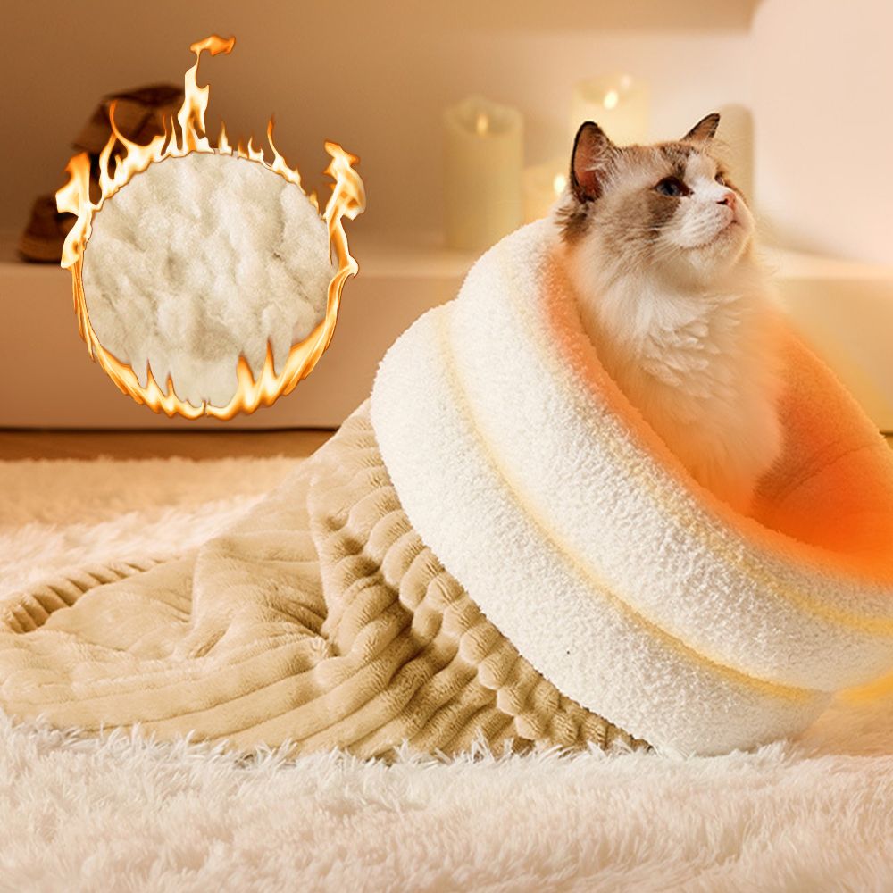 겨울 고양이 숨숨집 쿠션 놀이터 동굴 침낭 M - 상품 이미지