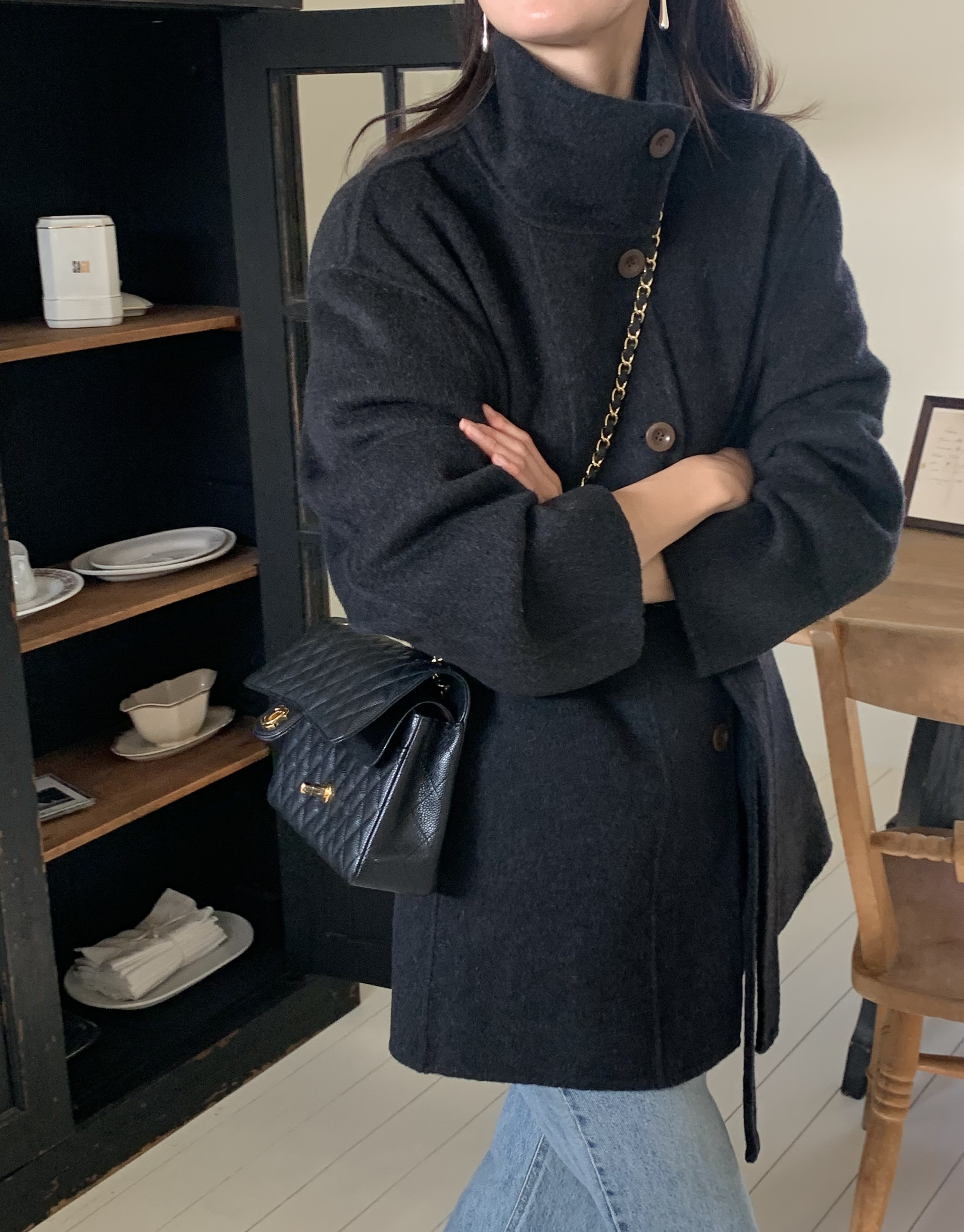 [겨울⛄️] 레닉스 하이넥 하프 핸드메이드 벨트 코트 / 코트,울코트,연말룩,겨울코트,롱코트,하객룩,겨울아우터,시즌오프쿠폰적용상품,시즌오프클리어런스,하프코트,크리스마스 상세 이미지 24