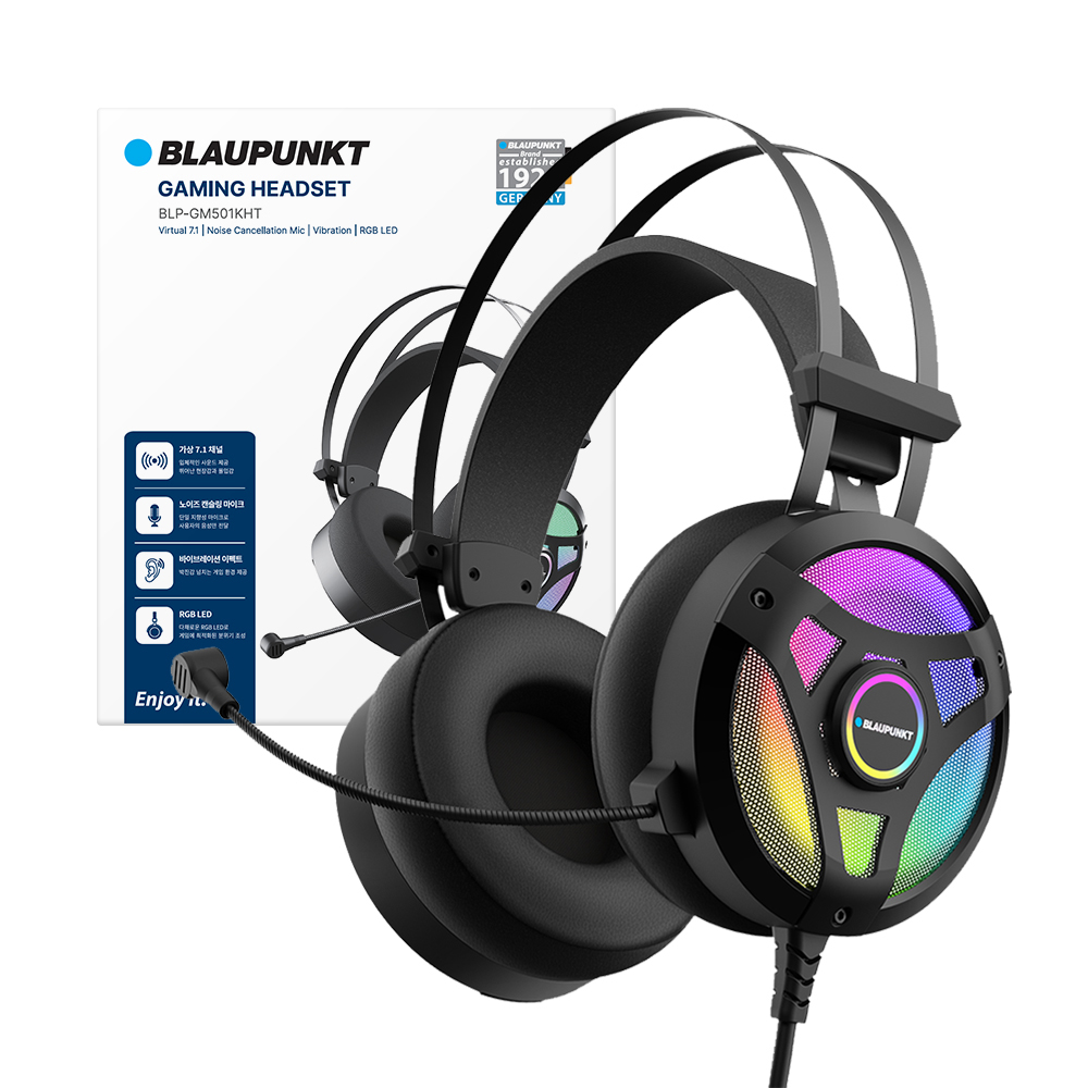 블라우풍트 7.1 채널 노이즈캔슬링 파워 진동 RGB 게이밍 헤드셋 BLP-GM501KHT