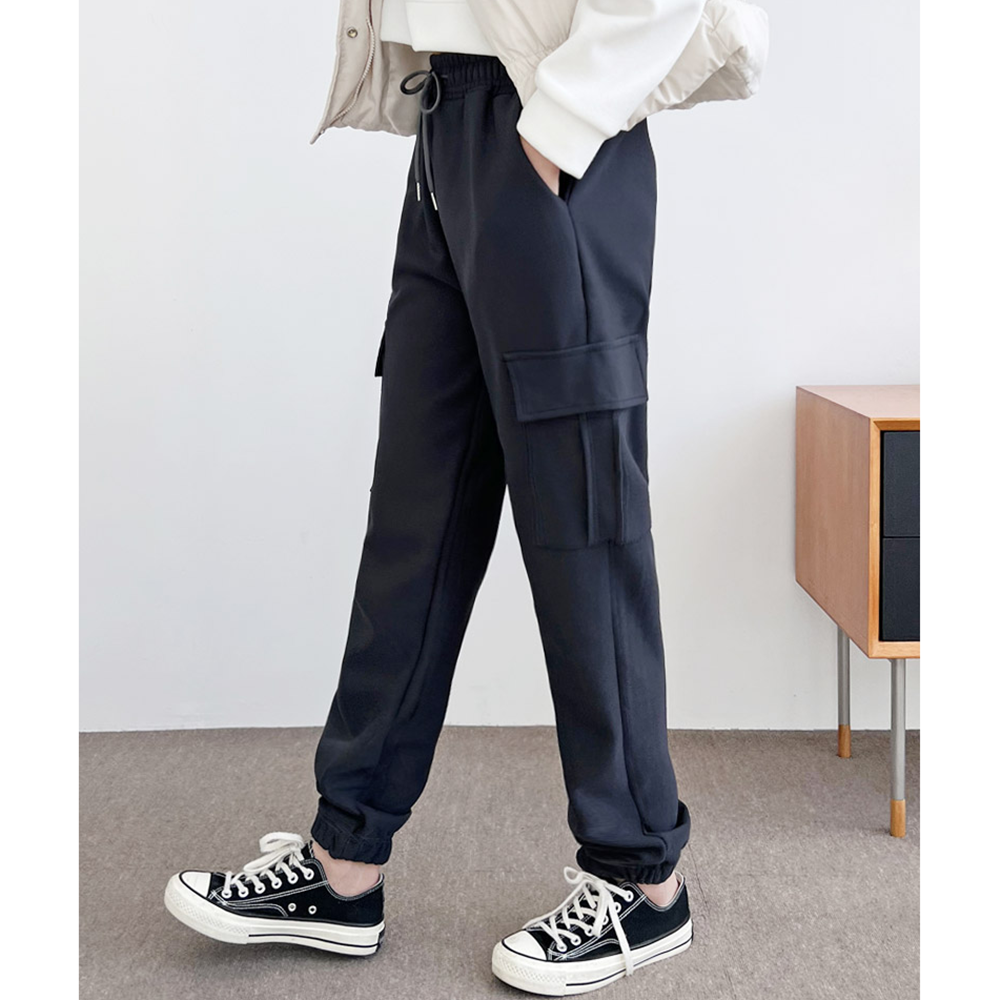 조그팬츠 기모 고무줄 밴딩 여성 겨울 카고 조거 조커 바지 - 상세 이미지 2