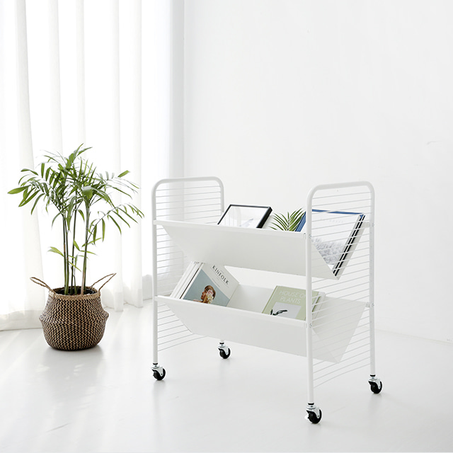RATNER 책꽂이 트롤리 75x44x80, 2단, 화이트 4521.8345