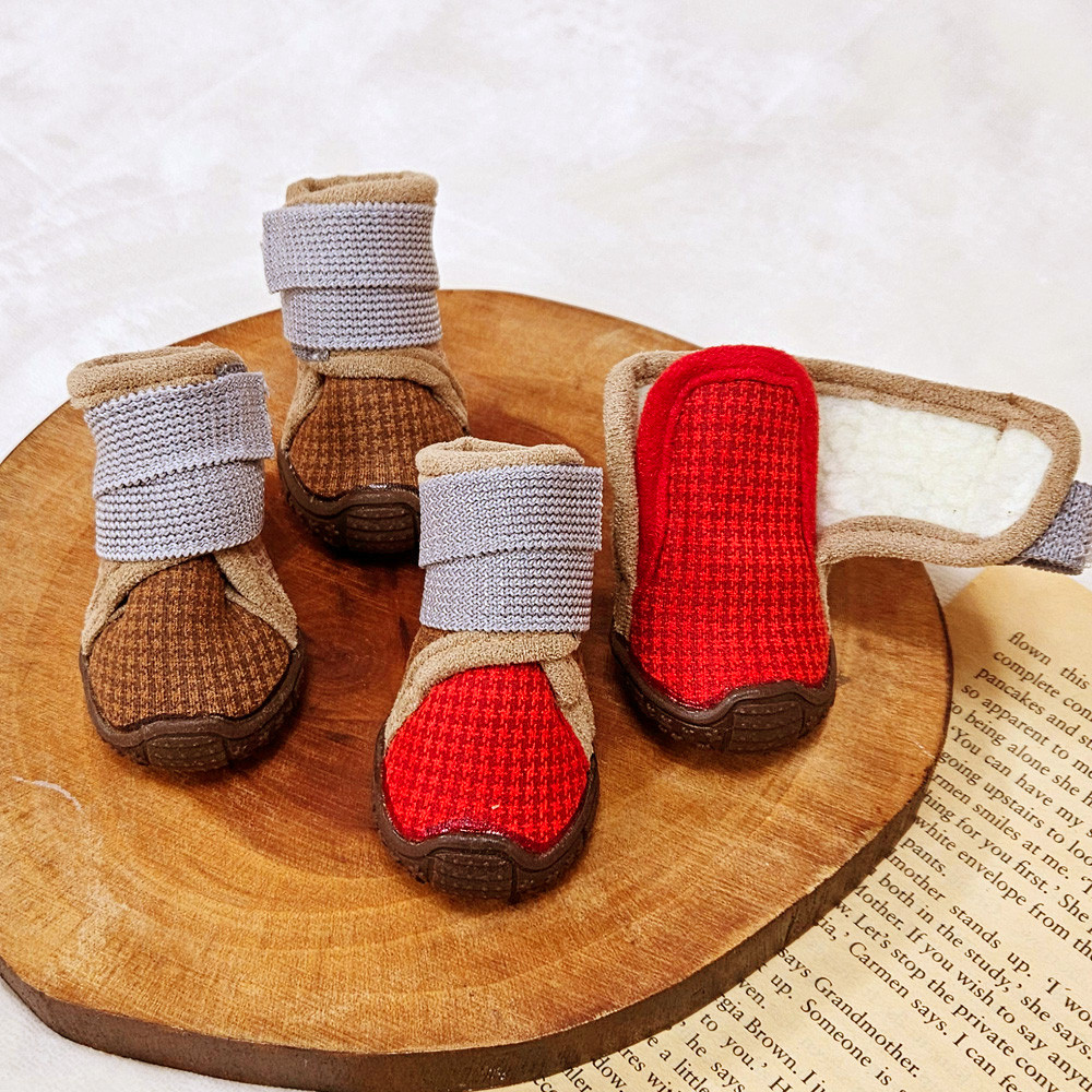 벨크로 강아지 양털 부츠 강아지 신발 애견 방수 양말 겨울신발