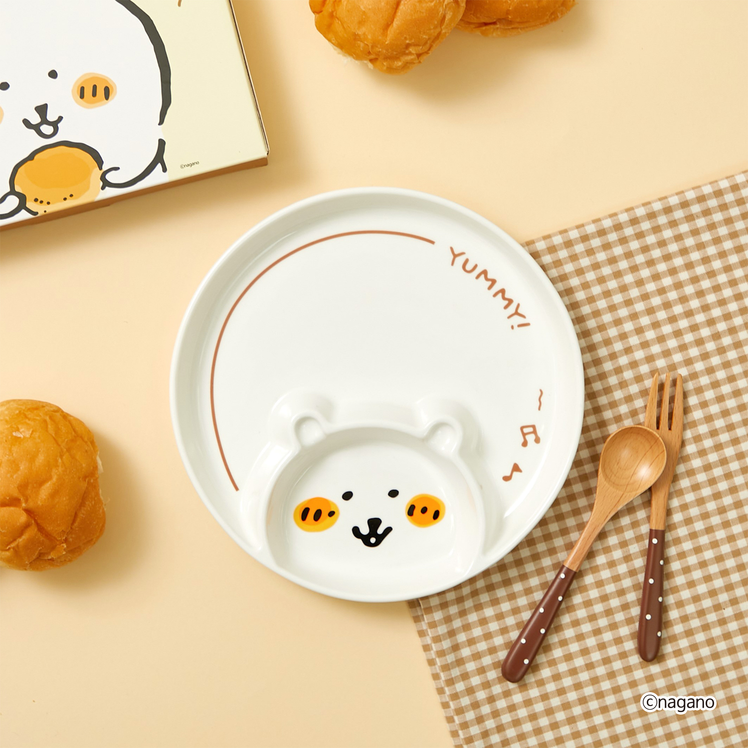 담곰이 만두 나눔 접시 농담곰 교자 그릇 원형 식기 캐릭터 나가노 굿즈 - 상세 이미지 2