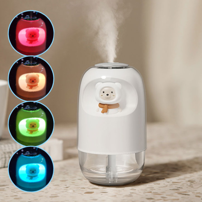베러댄 곰돌이 미니가습기 (필터2개) USB 탁상용 차량용겸용 7컬러 무드등