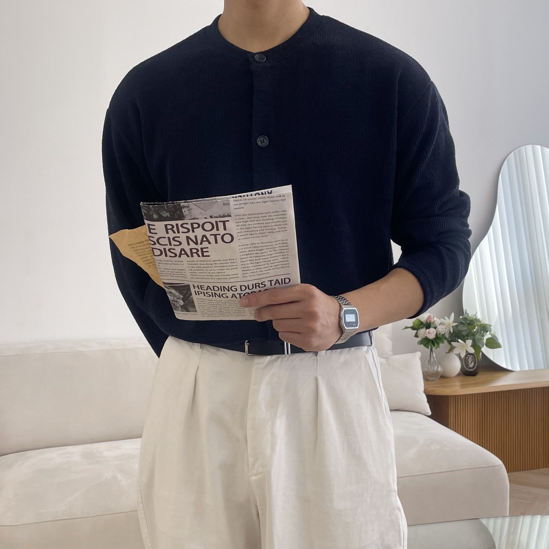 남자라운드가디건 남자크롭가디건 - 상세 이미지 2