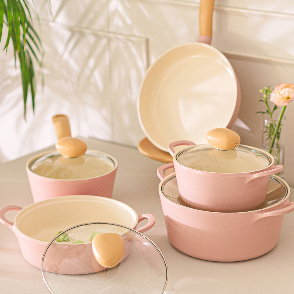 네오플램 레트로 냄비 3종 세트 베이비핑크 가스레인지용