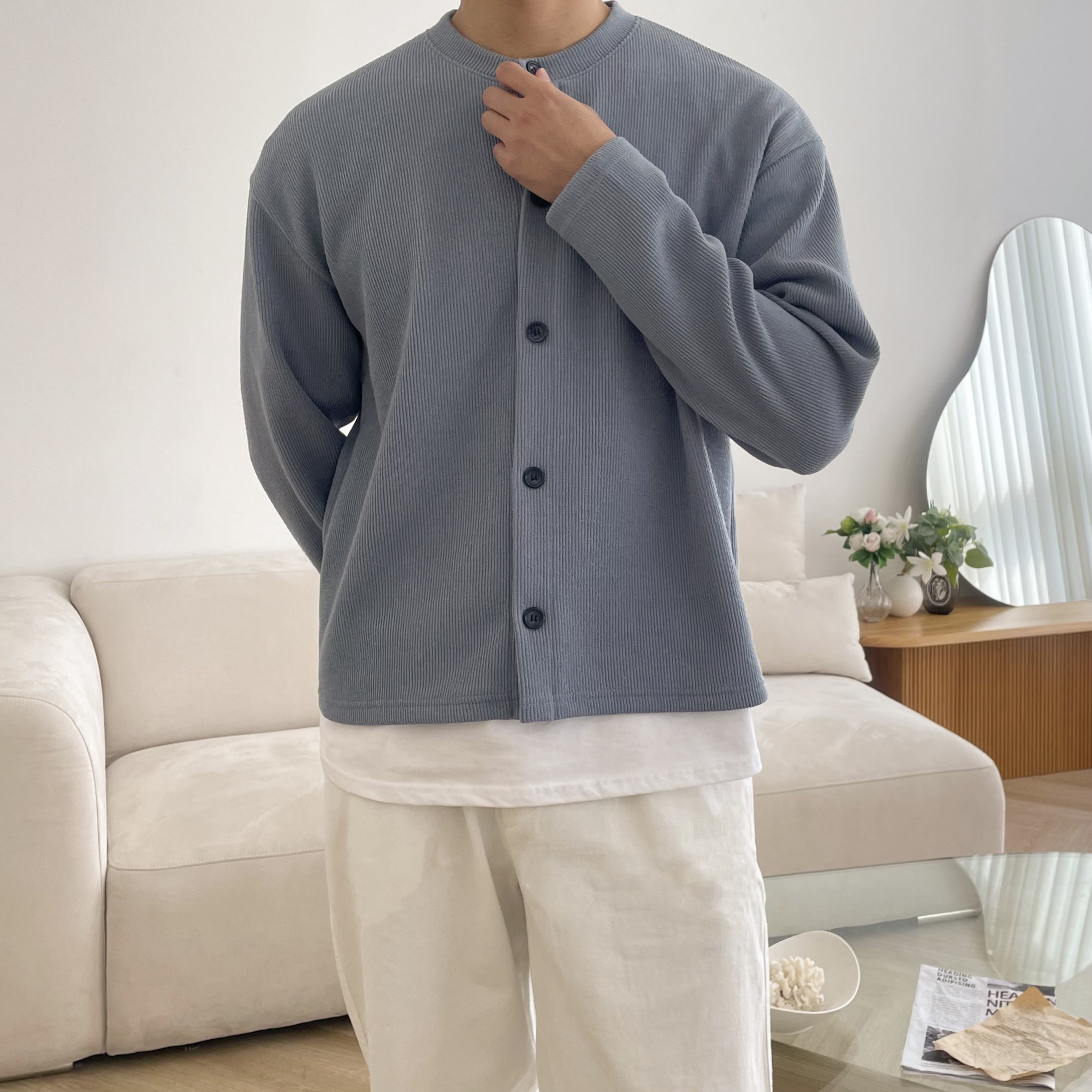 남자라운드가디건 남자크롭가디건 - 상세 이미지 5