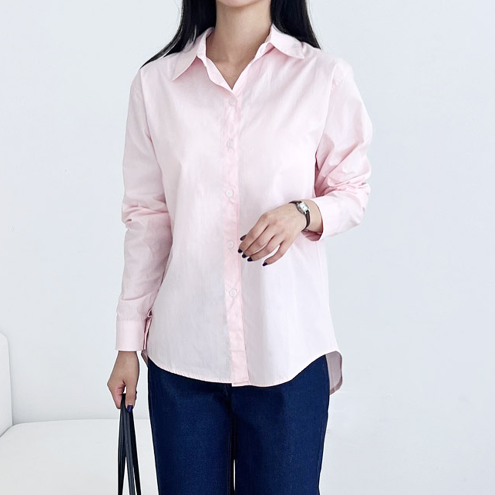 면접용블라우스 여성 긴팔 셔츠 레이어드 루즈핏 남방 이미지 8