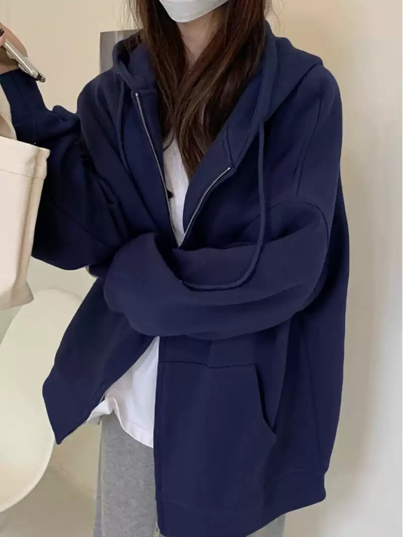 순면 고급 후드집업점퍼 오버핏 심플 캐주얼 질좋은원단 데일리 간절기 파스텔컬러 20종 - 상세 이미지 4