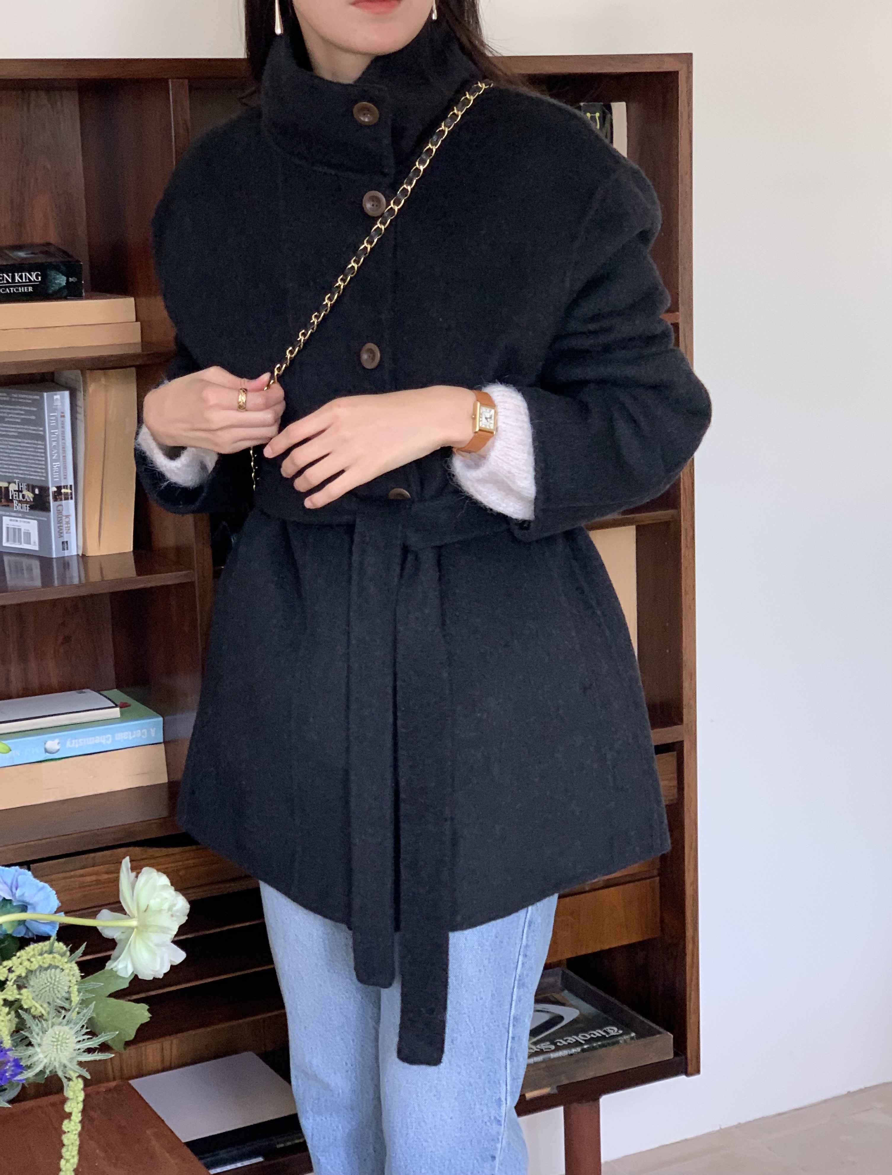 [겨울⛄️] 레닉스 하이넥 하프 핸드메이드 벨트 코트 / 코트,울코트,연말룩,겨울코트,롱코트,하객룩,겨울아우터,시즌오프쿠폰적용상품,시즌오프클리어런스,하프코트,크리스마스 상세 이미지 15