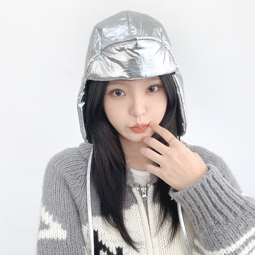 블랙실버 패딩 남자 여자 겨울 방한 트루퍼햇 귀마개 귀달이 군밤 모자 - 상세 이미지 2