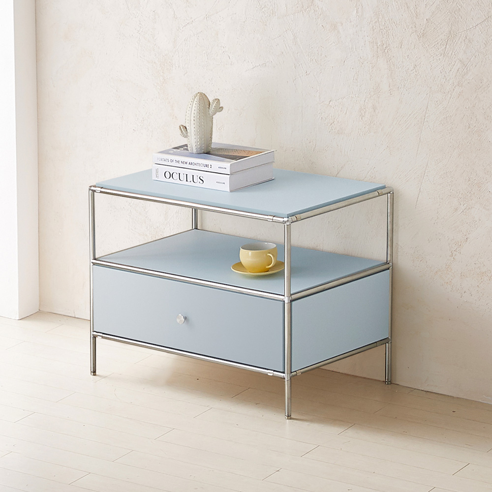 이노센트 스틸라 미드센츄리 675 낮은 모듈 거실장 선반형 104757, 스카이블루