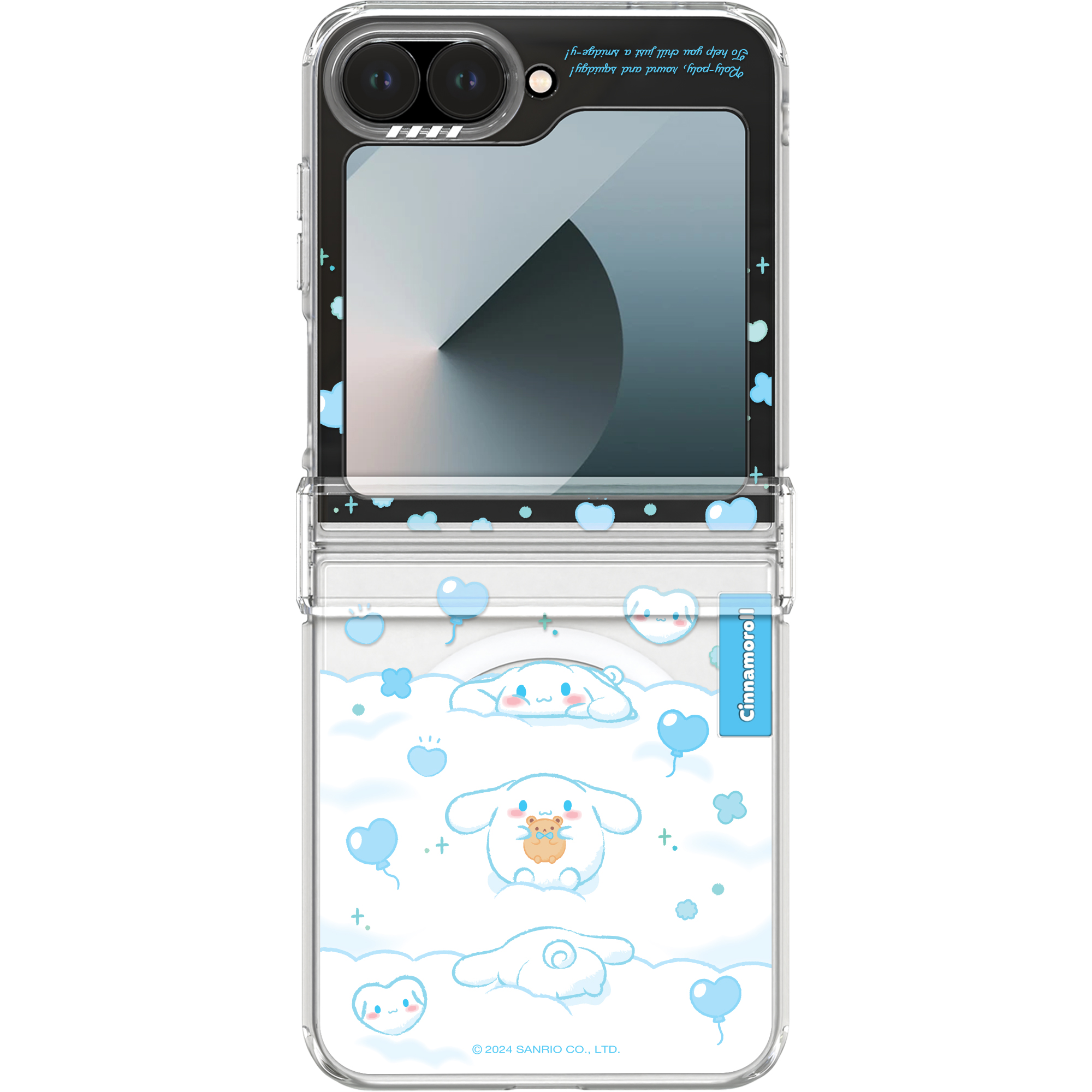 갤럭시 Z플립5 산리오 힐링 디자인 크리스탈 컬러 맥세이프 투명 휴대폰 케이스 힐링 시나모롤