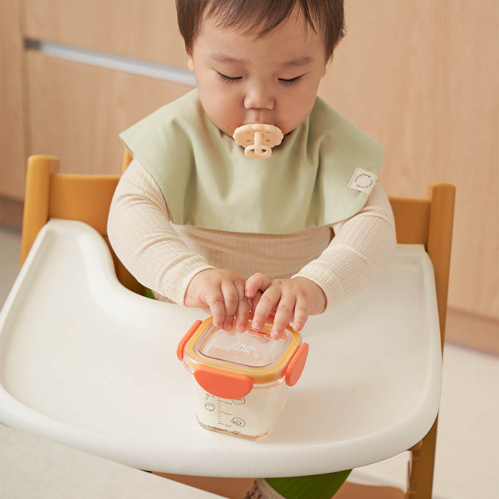 잼먹 락앤락 이유식 유리용기 3P 스푼 세트 아기 그릇 스팀형