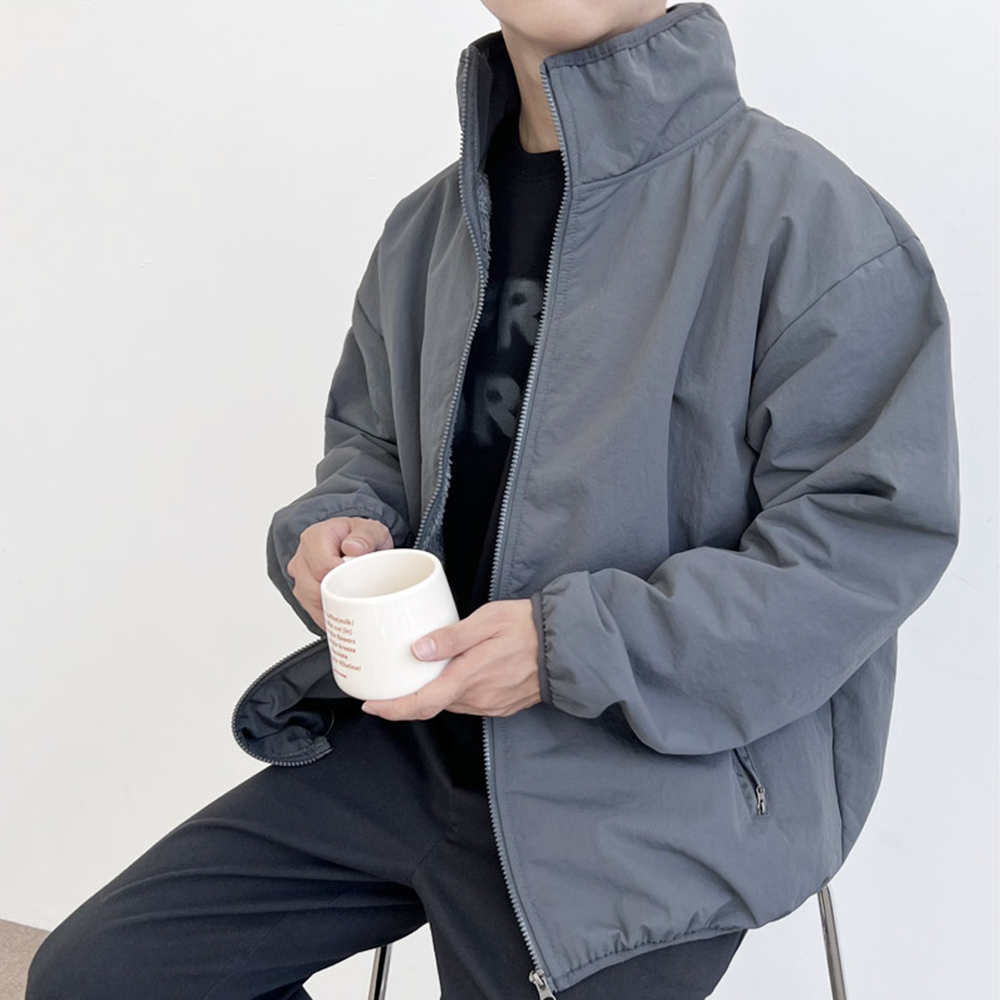 작업용바람막이 남자 가을 겨울 기모 양털 오버핏 하이넥 점퍼 - 상세 이미지 5