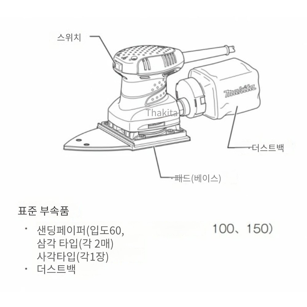 Makita 마끼다 방진 미니 샌딩기 샌더 200W BO4565 - 상세 이미지 3