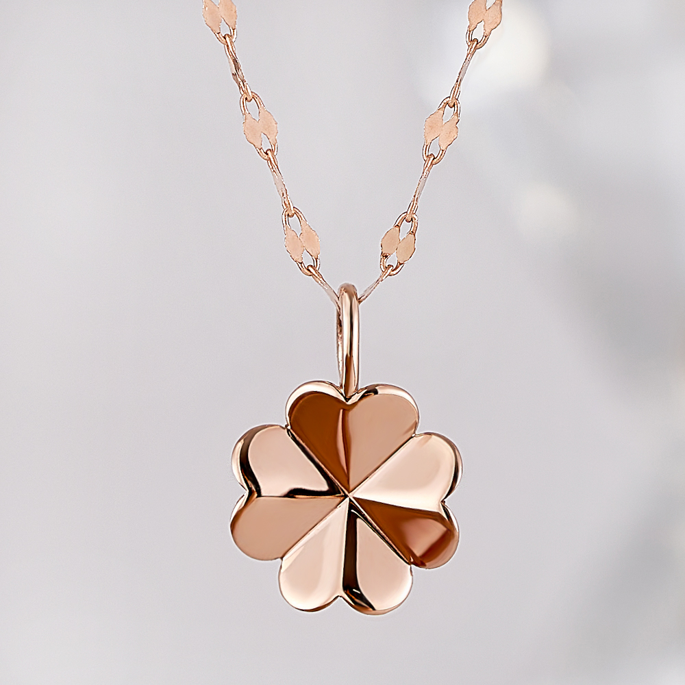14K 18K 목걸이 로즈골드 플라워 데일리 행운의 클로버 라일라 여자친구 금목걸이
