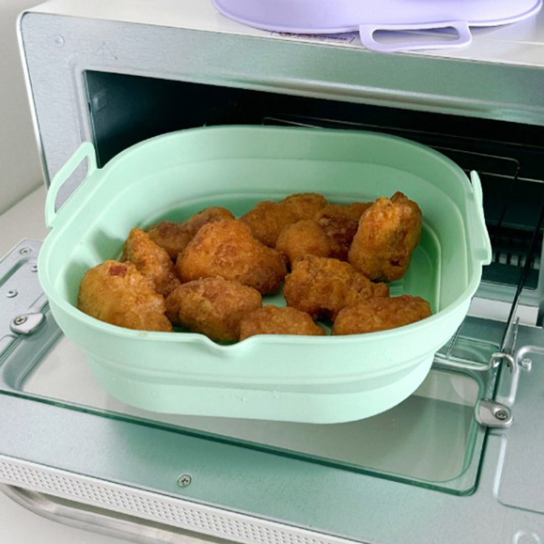 폴딩 에어프라이어그릇 실리콘 에어프라이 그릇 오븐용트레이 전자레인지 용기