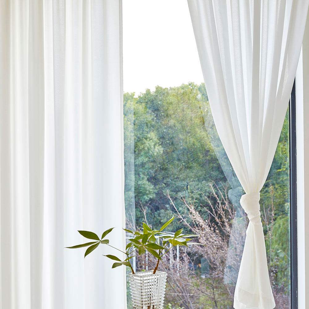 사라하우스 비침없는 밀크화이트 쉬폰 차르르 커튼 봉집형 속커튼 130cm
