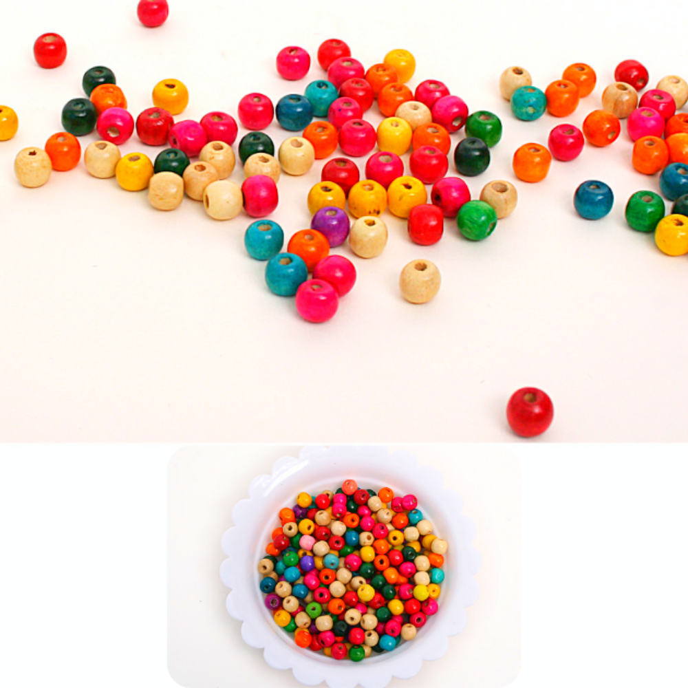 전통컬러 구슬비즈공예재료 200개입 1cm 팔찌목걸이키링 꾸미기만들기DIY - 상품 이미지