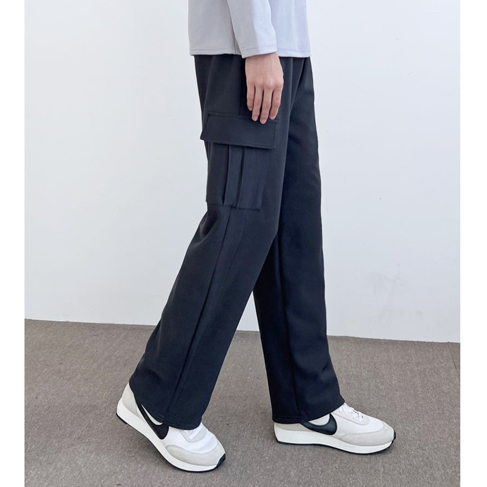 남자통큰바지 통넓은 와이드 남성 겨울 기모 카고 트레이닝 팬츠 - 상세 이미지 5