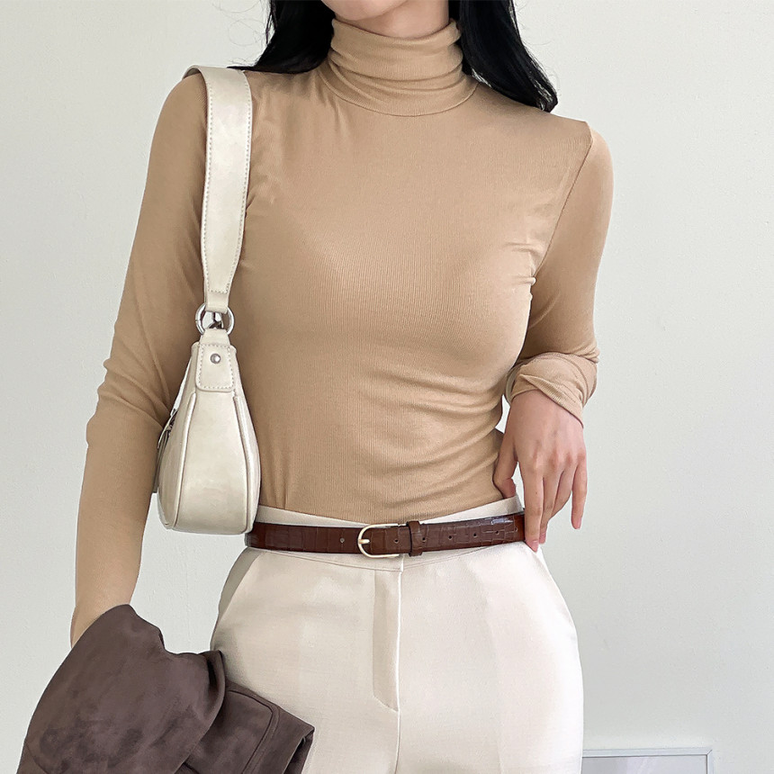 여성 목 폴라티 얇은 목티 이너 쫀쫀 골지 목폴라