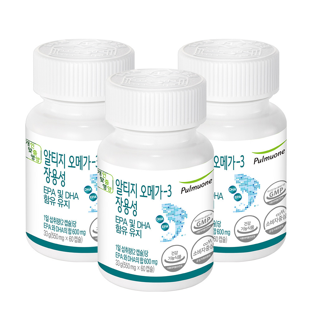 풀무원 rTG 알티지 오메가-3 - 오메가3 혈행개선 60캡슐, 3개