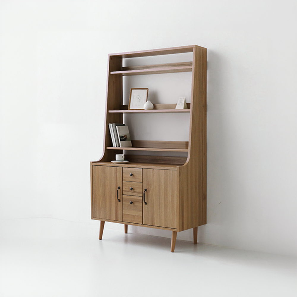 폴라보 콘솔수납장 CAM16090 900X400X1600MM, 5단, 브라운 월넛베니어 1597.4303