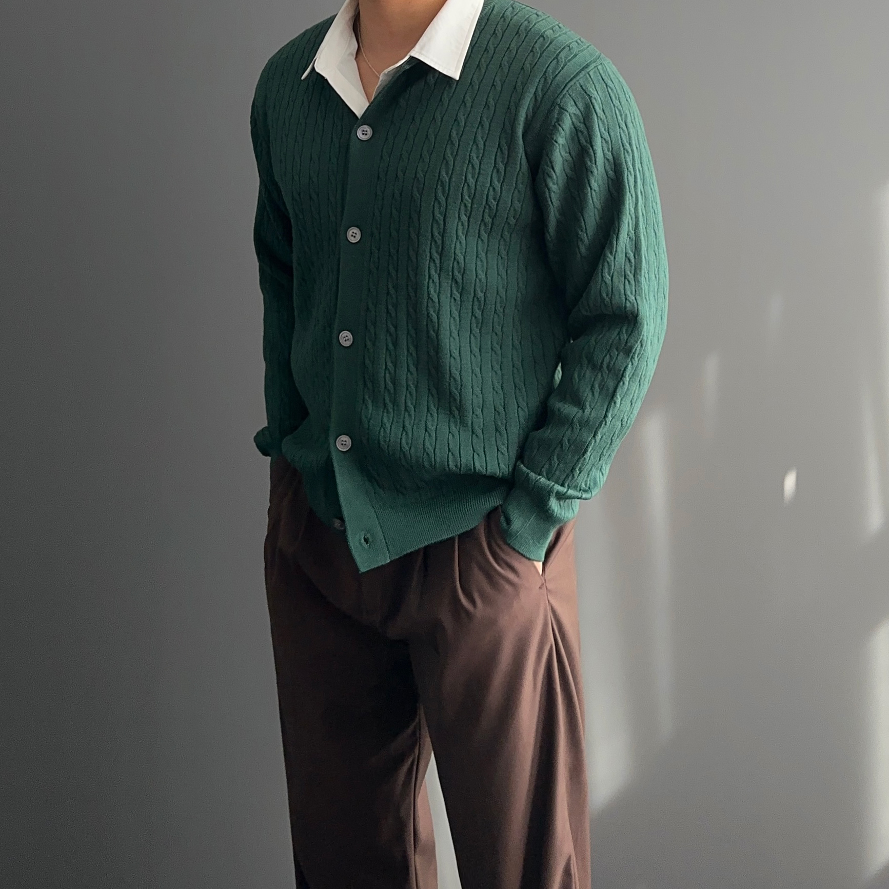 1+1 남자꽈배기가디건 라운드넥가디건 이미지 6