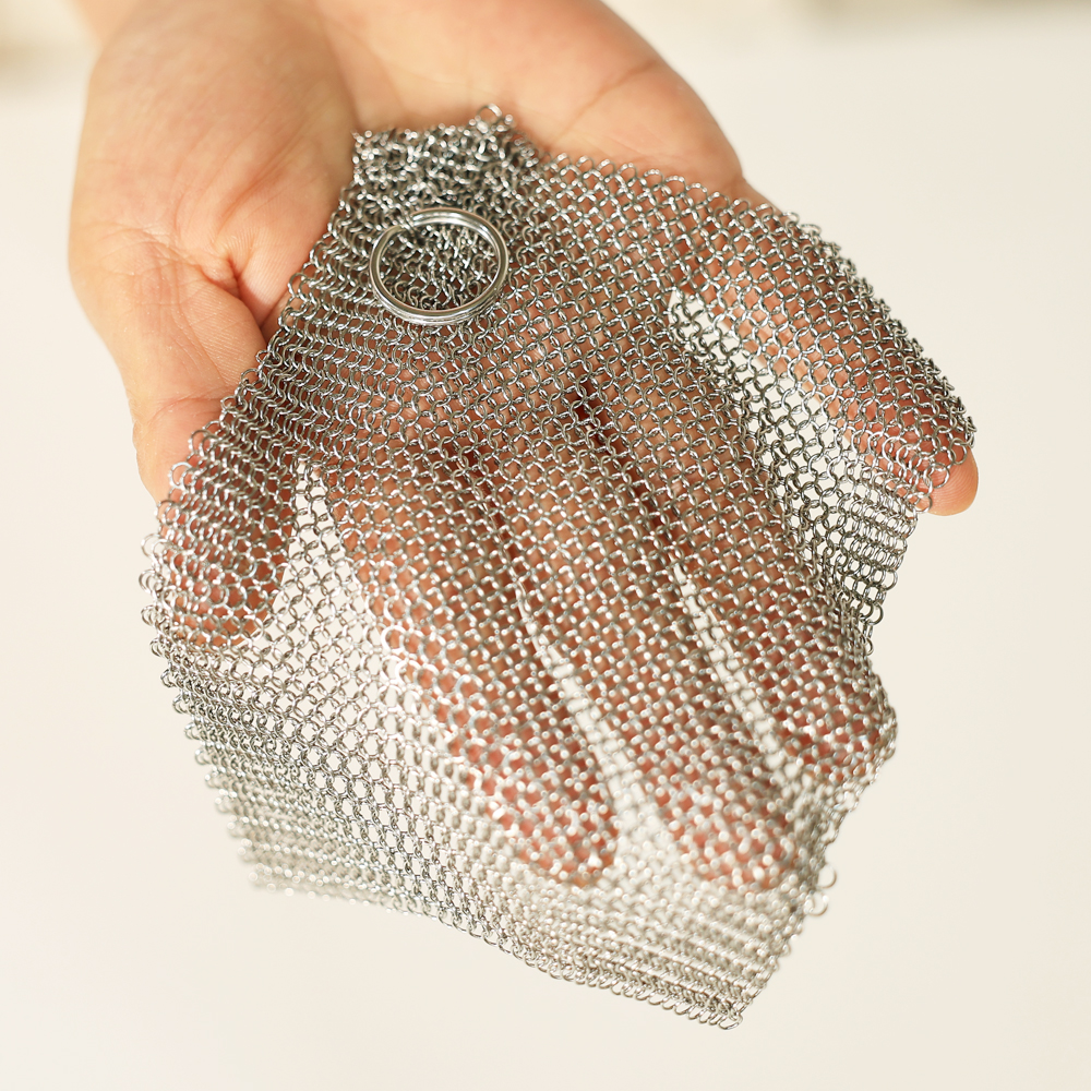 스텐링 철 수세미 반영구 제로웨이스트 316L 텀블러 세척수세미 12x12cm