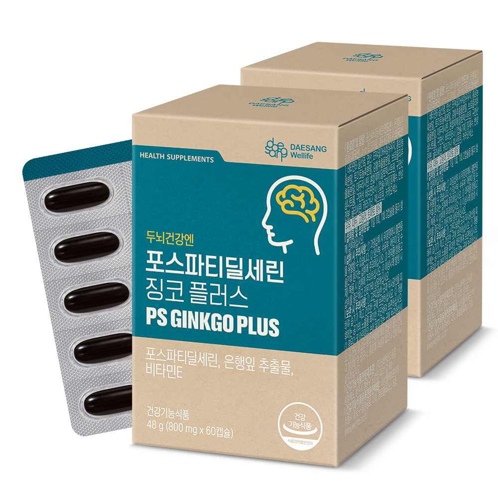 웰라이프 포스파티딜세린 징코 플러스 60캡슐, 2개 - 상품 이미지