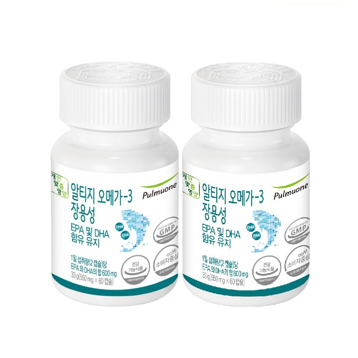 풀무원 rTG 알티지 오메가-3 - 오메가3 혈행개선 60캡슐, 2개