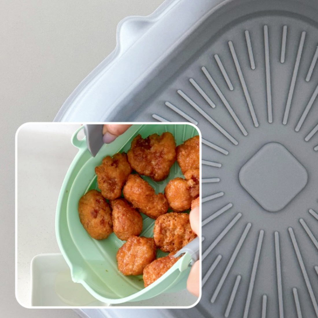 폴딩 에어프라이어그릇 실리콘 에어프라이 그릇 오븐용트레이 전자레인지 용기