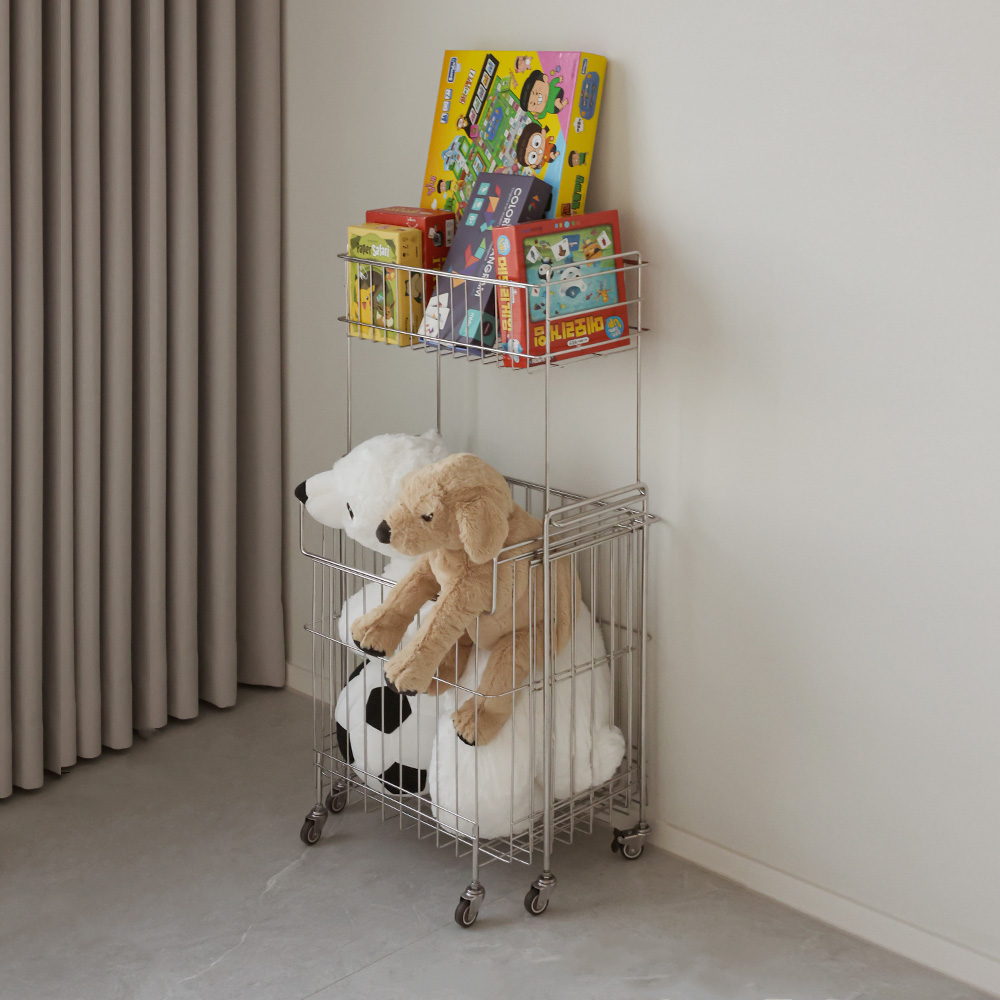 100% 국내생산 쏘우리프 올스텐 이동식 슬림 확장형 바스켓 수납 빨래 세탁바구니