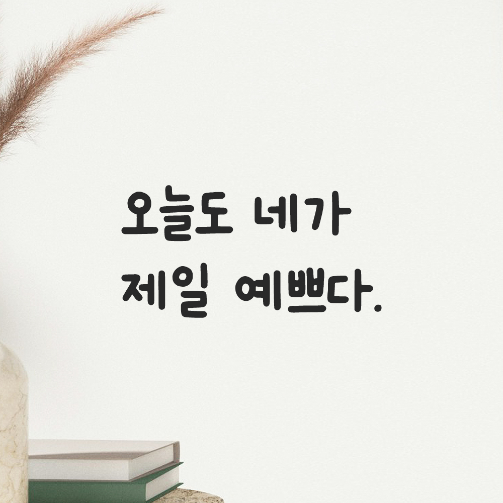 귀여운 손글씨 레터링 스티커 오늘도 네가 제일 예쁘다 LMM-088S 검정 이미지 8