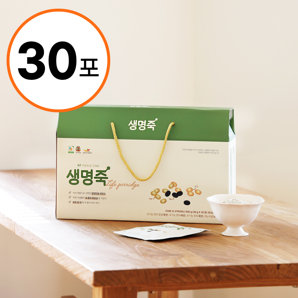 NT 생명죽 영양죽 아침 식사 대용 100% 국산 원료 간편식 30g, 30개 - 상품 이미지