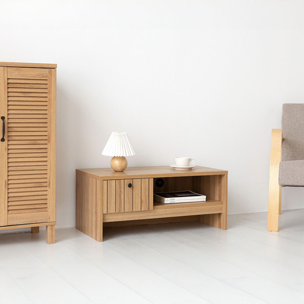폴라보 TV거실장 좁은 1서랍 TFM3580L 800x400x350mm, 내추럴 - 상세 이미지 2