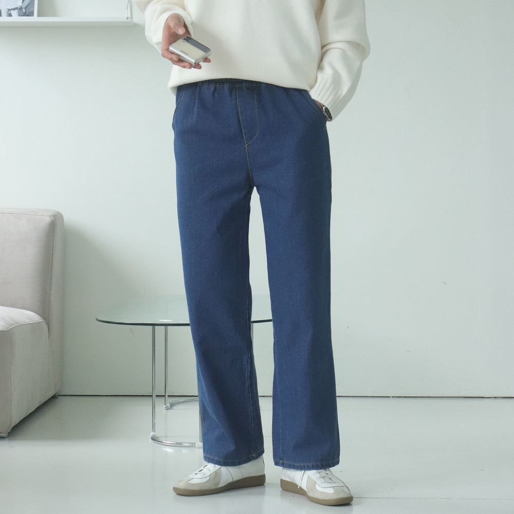 남자 와이드청바지 빅사이즈 밴딩 데님 남자 청바지 - 상품 이미지