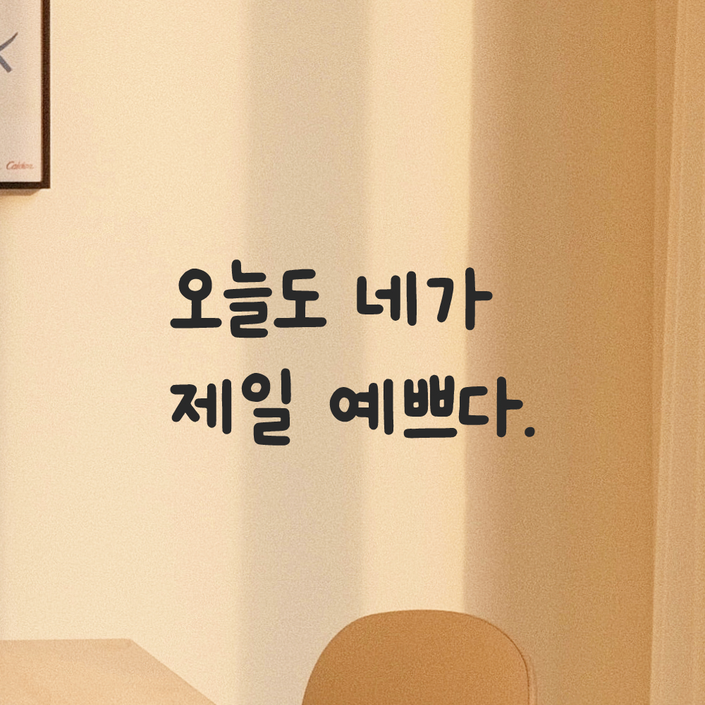 인테리어 귀여운 손글씨 레터링 스티커 오늘도 네가 제일 예쁘다 LMM-088S 검정 이미지 7