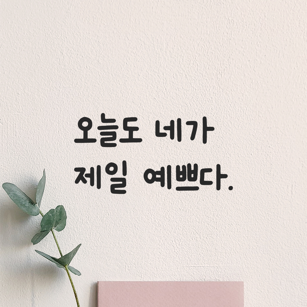 귀여운 손글씨 레터링 스티커 오늘도 네가 제일 예쁘다 LMM-088S 검정 - 상세 이미지 5