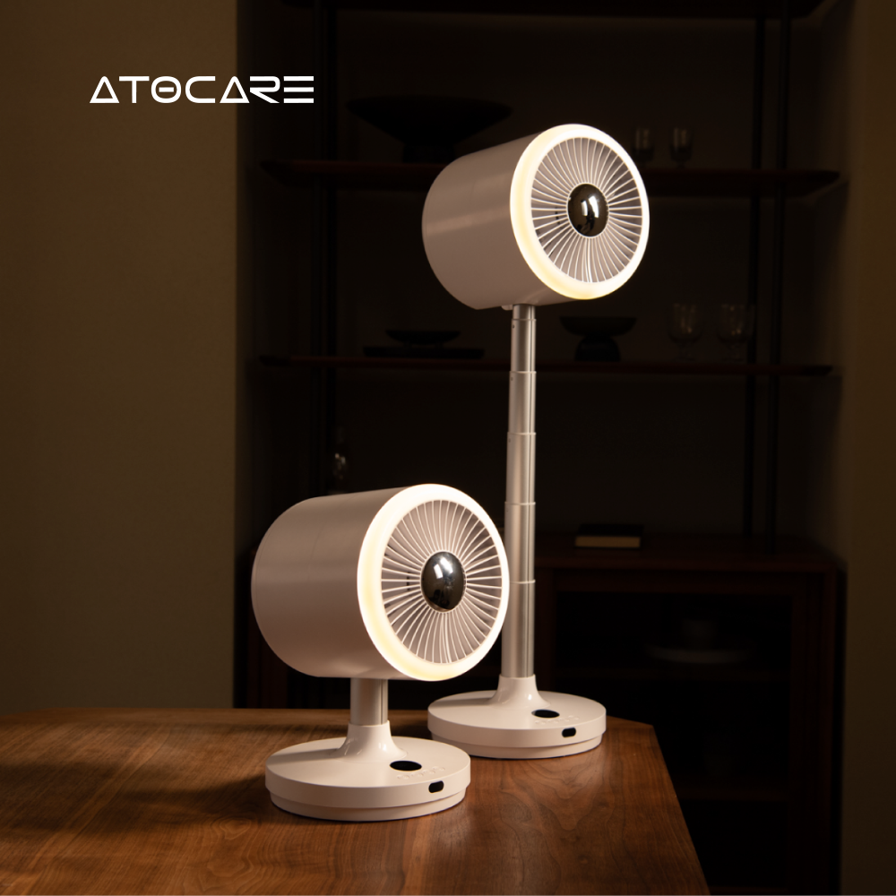 아토케어 오브제 3IN1 무선 무드등 서큘레이터 써큘레이터 선풍기 무드등 높이조절 좌우회전 bldc USB 충전 야외 캠핑 보관가방 저소음 화장대 공기순환