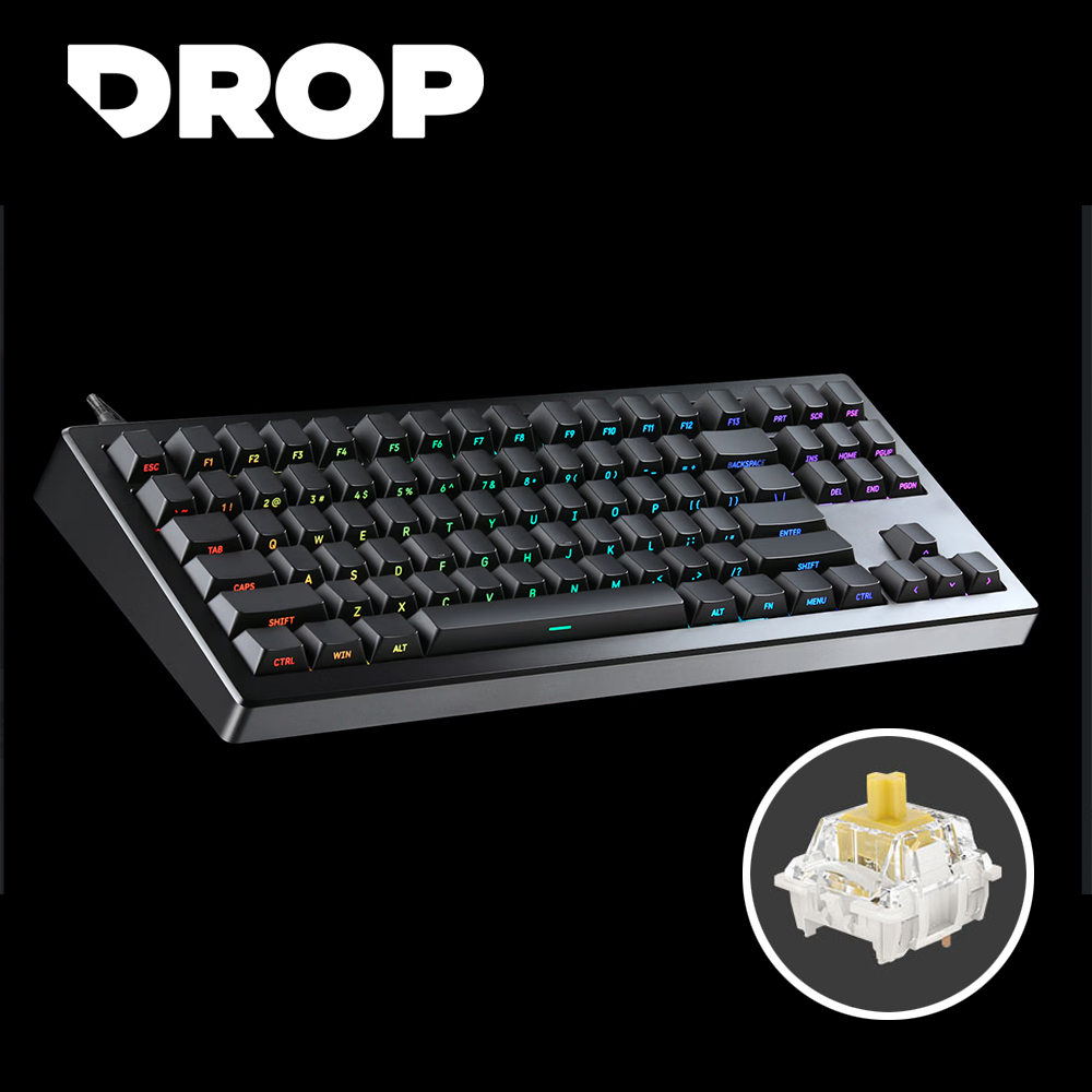 커세어 Drop CSTM80 RGB 핫스왑 텐키리스 기계식 키보드 황축 - 메인 이미지