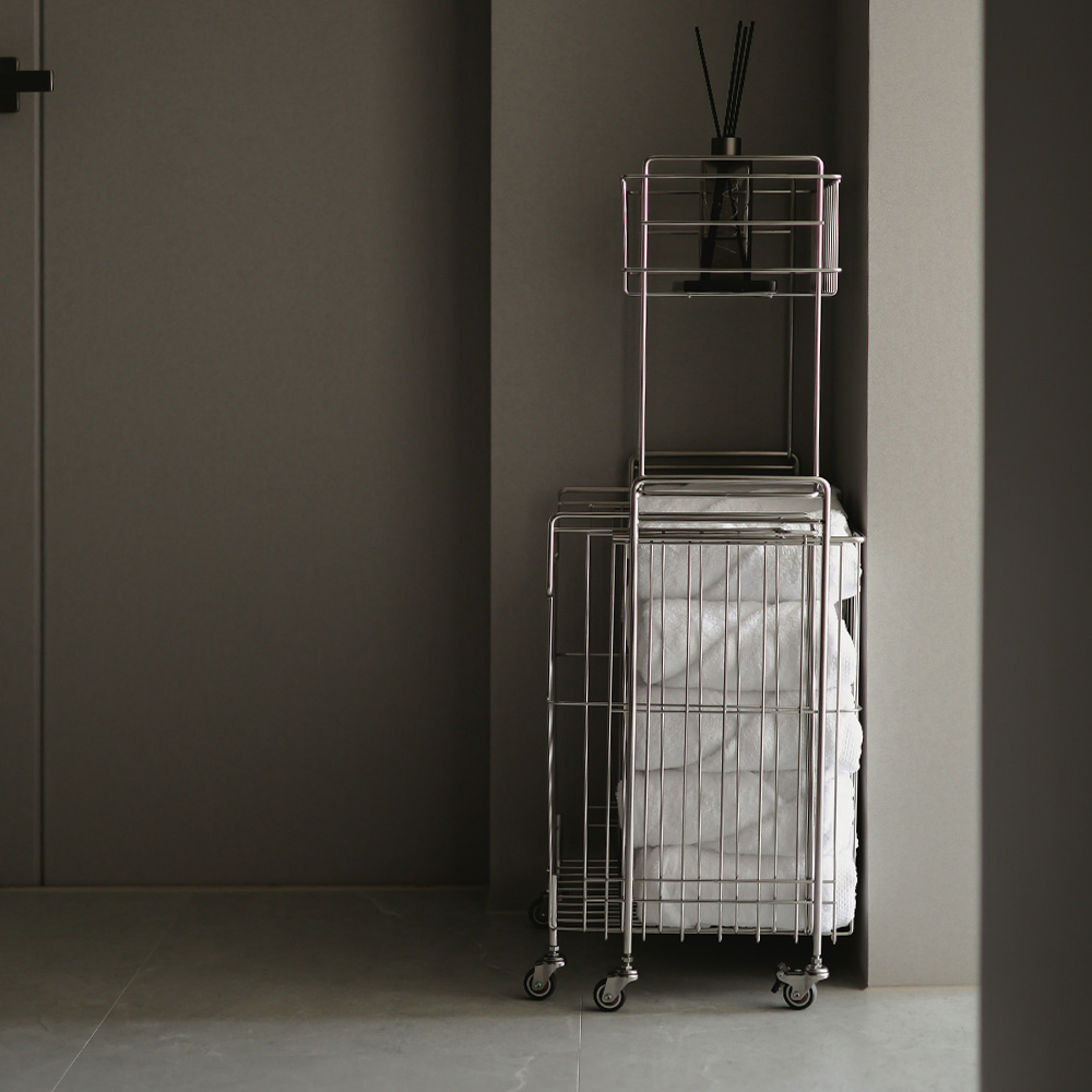 100% 국내생산 쏘우리프 올스텐 이동식 슬림 확장형 바스켓 수납 빨래 세탁바구니