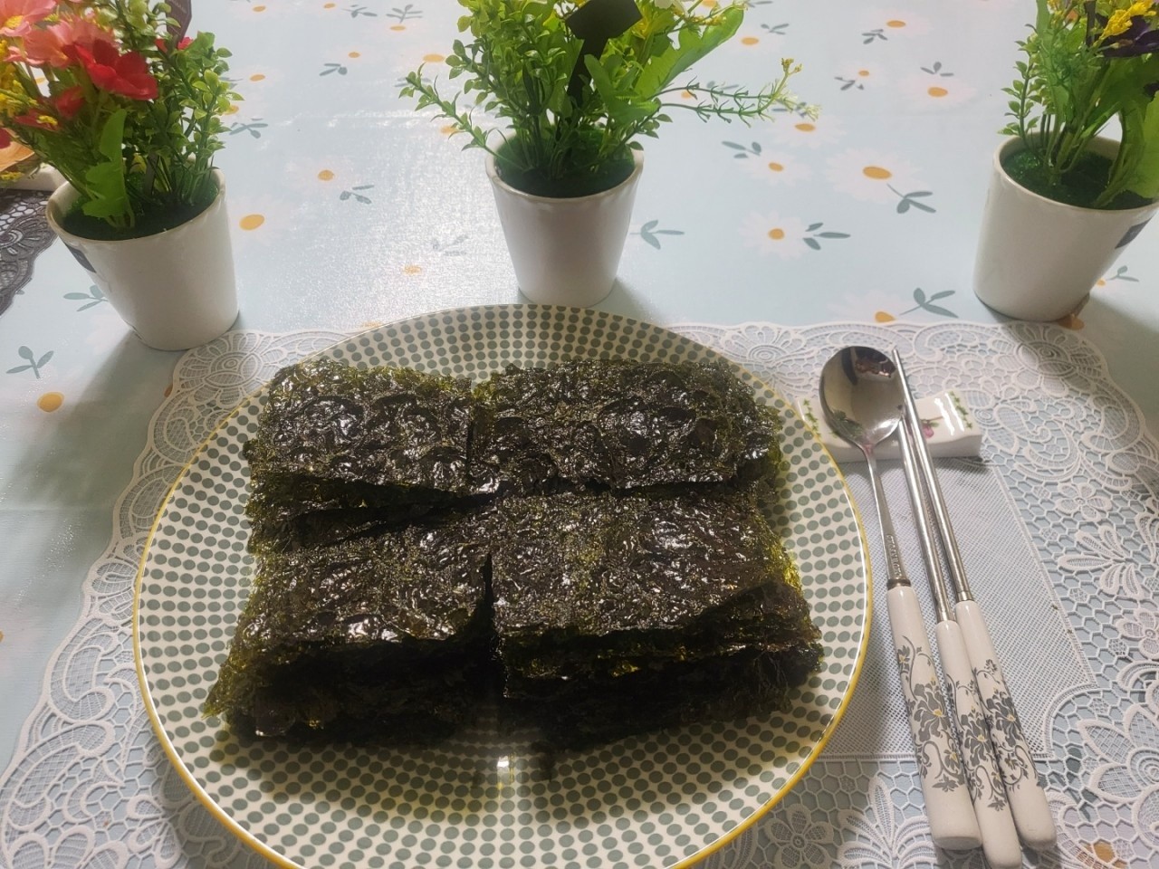 밥상에 없으면 허전한 맛있는 맥반석 수제 파래김 5봉+5봉 고소한 맛의 건강 반찬 - 상품 이미지