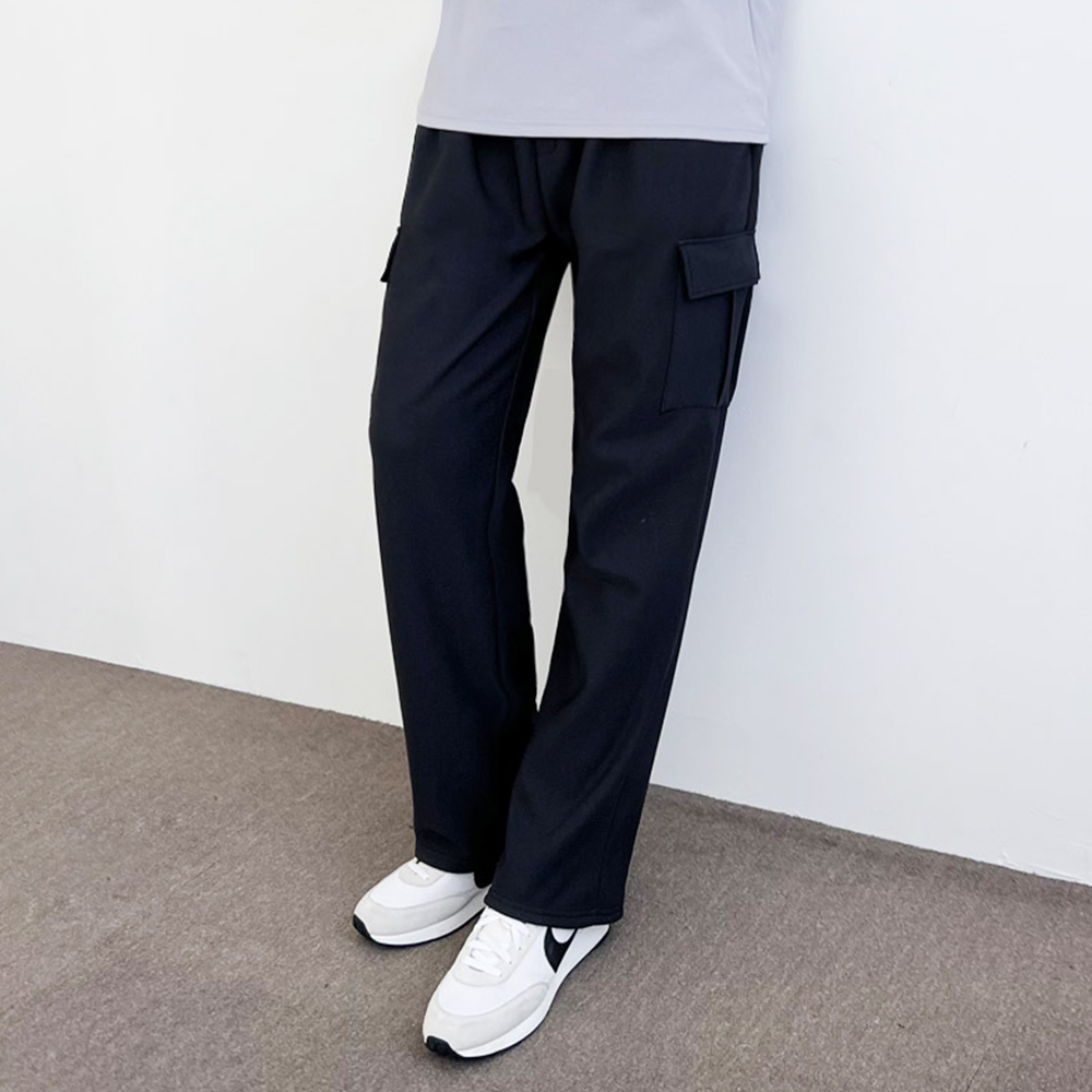 남자통큰바지 통넓은 와이드 남성 겨울 기모 카고 트레이닝 팬츠 - 상세 이미지 3