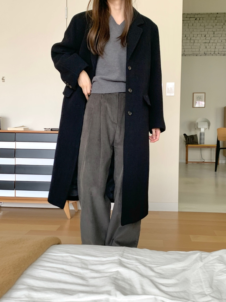 메이세븐 골덴팬츠 겨울 일자 와이트 핀턱바지 : 한시오분