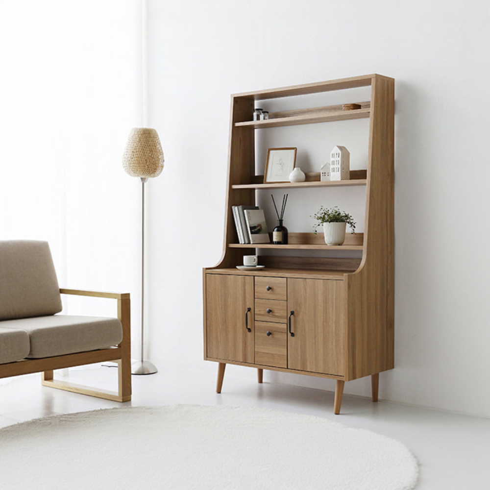 폴라보 콘솔수납장 CAM16090 900X400X1600MM, 5단, 브라운 월넛베니어 1597.4303