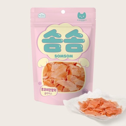 아스쿠 솜솜 후코이단 강아지 고양이 간식 참치 슬라이스, 30g, 1개 - 상품 이미지
